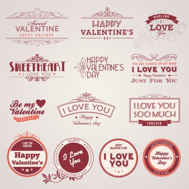 Set of vintage Valentine's day labels clipart