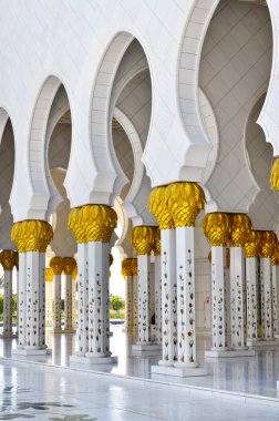 Sheikh Zayed Mosque in Abu Dhabi, United Arab Emirates - detail of columns clipart