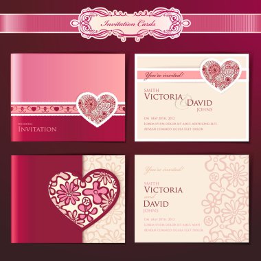 Set of wedding invitation cards clipart