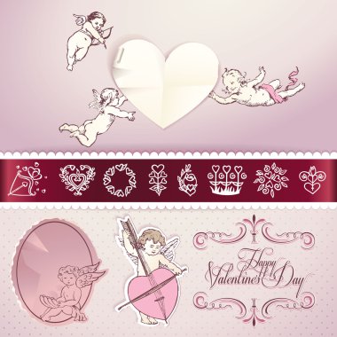 Set of love vector elements clipart