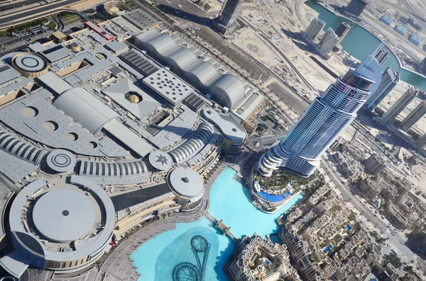 Dubai downtown, pohled z burj khalifa, Spojené arabské emiráty — Stock fotografie