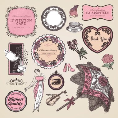 Set of vintage labels and elements clipart