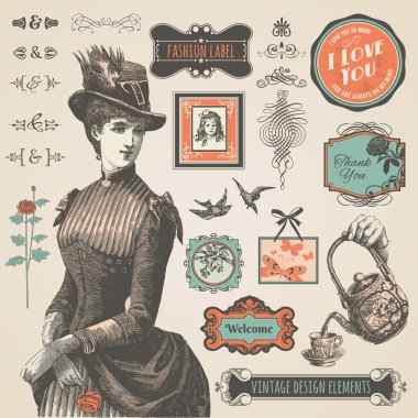 Set of vintage elements clipart