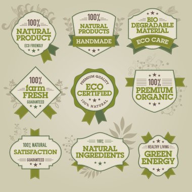 Set of natural labels clipart