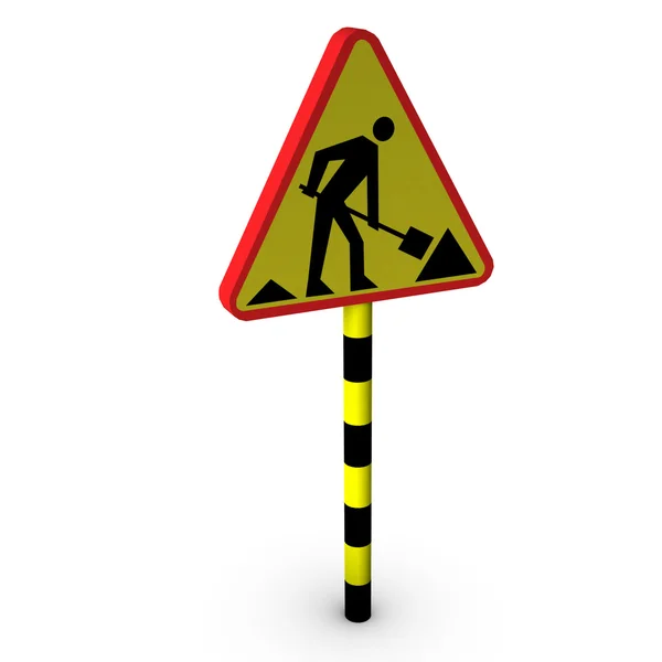 3d road works sign — Stock Photo, Image