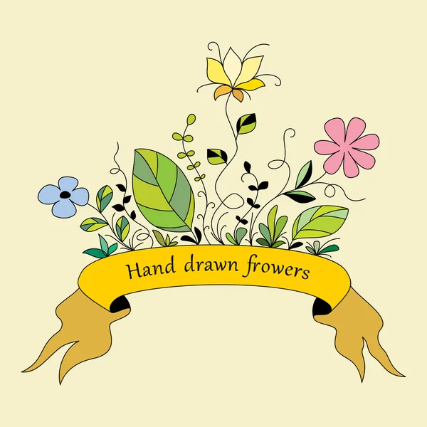 Flores desenhadas à mão 1 (cor ) — Vetor de Stock