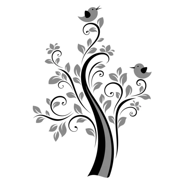 Vogels op de boom — Stockvector