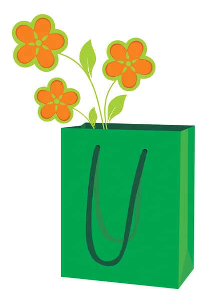 Grünes Paket für Einkäufe — Stockvektor