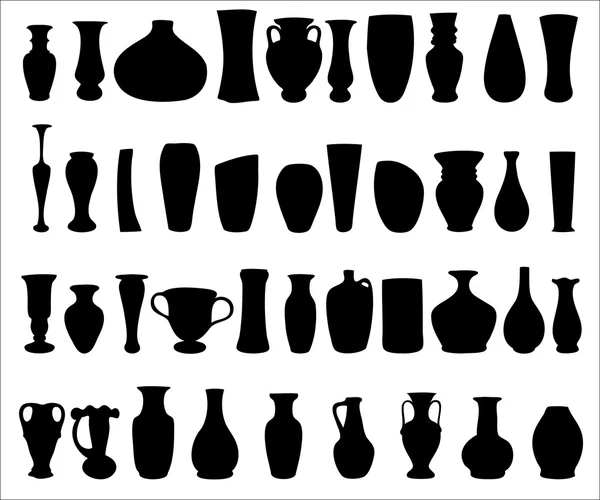 stock vector Silhouettes of vases