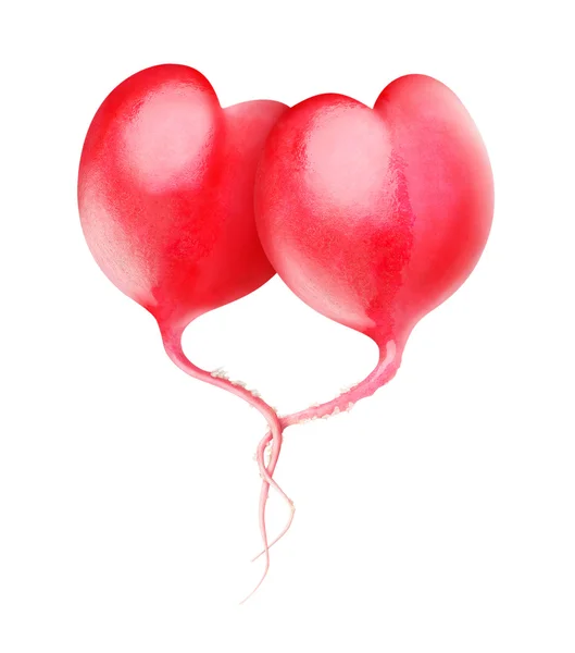 stock image Heart-shaped red radishes