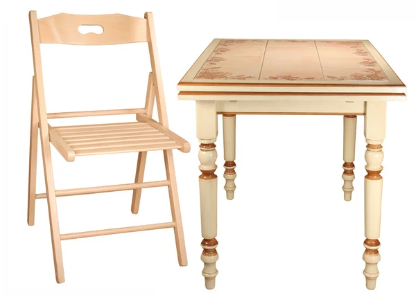 Träbord och stol — Stockfoto