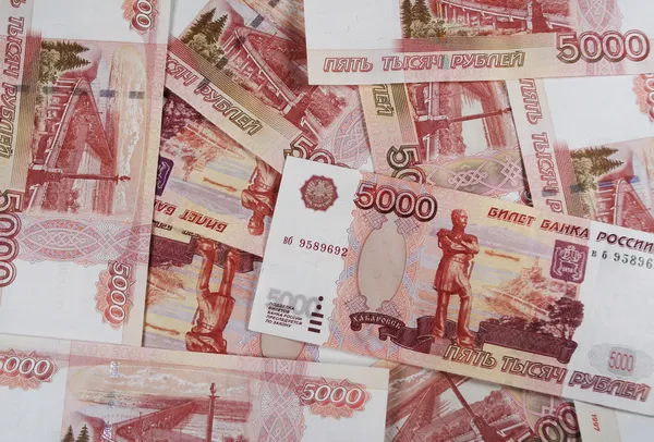 Fondo Notas rusas de cinco mil rublos — Foto de Stock