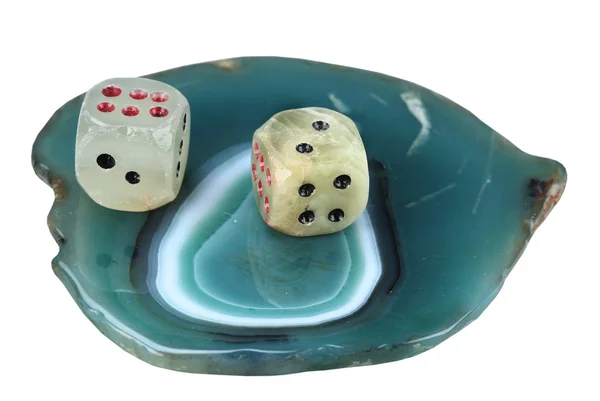 Game cubes to a support from agate — Stock Photo, Image