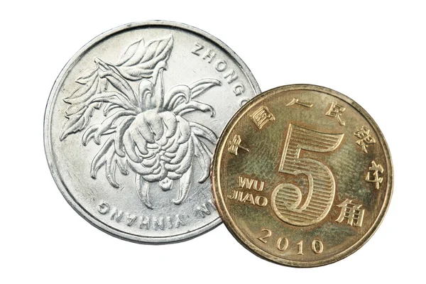 Two Chinese coins yuan — Stock Photo, Image