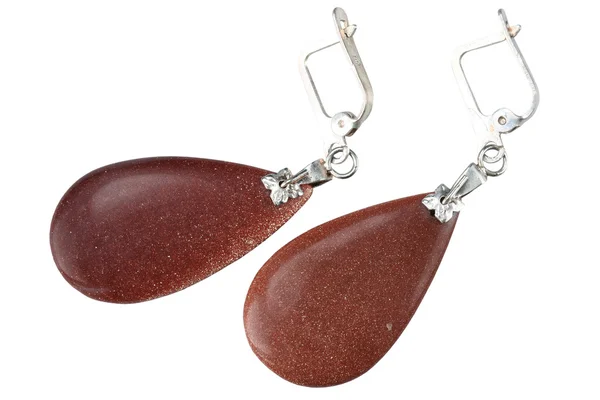Female earrings from aventurine — Stock Photo, Image