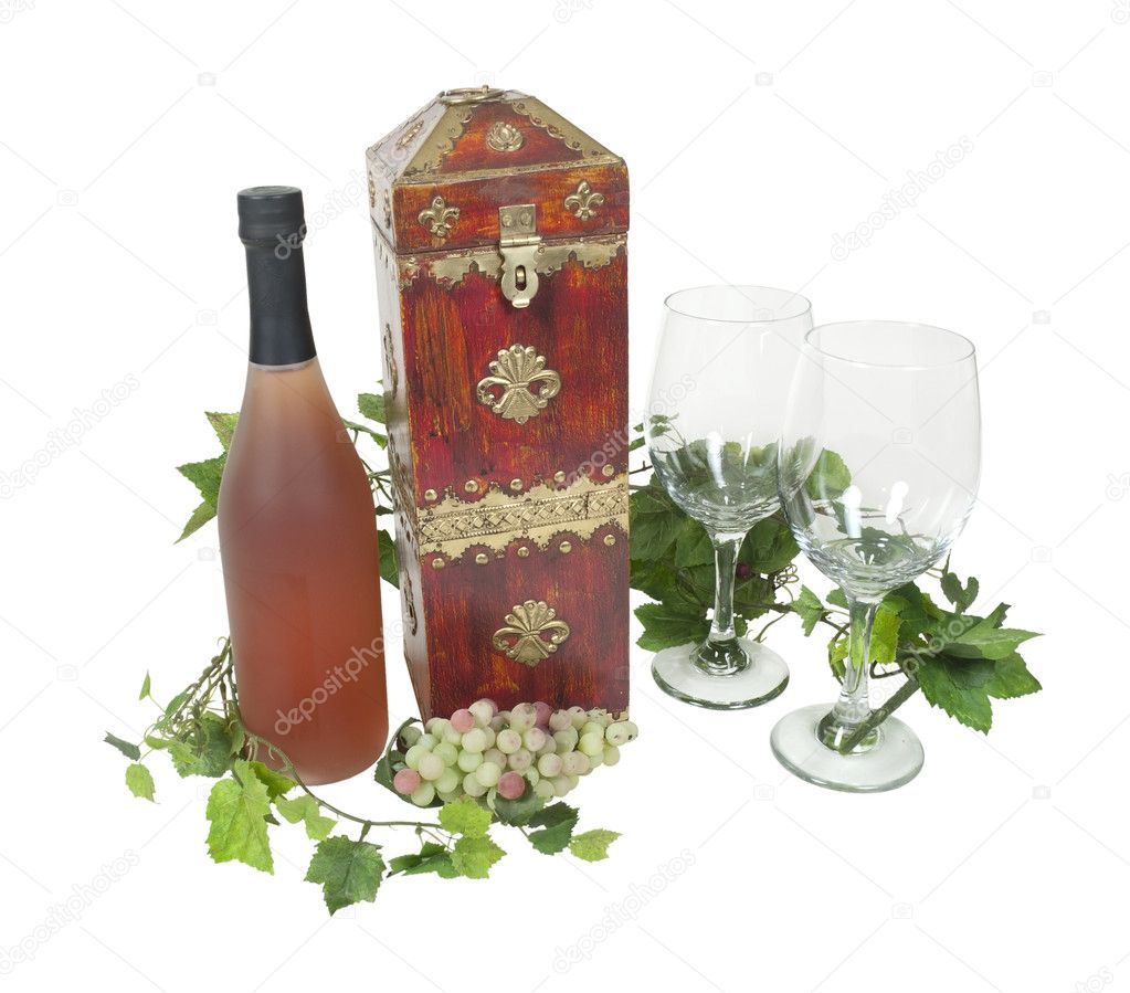 Wine Box with a Bottle and Glasses