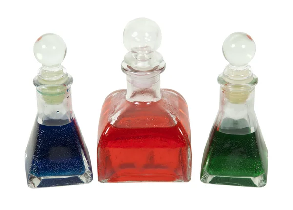 Bottiglie con liquido colorato — Foto Stock