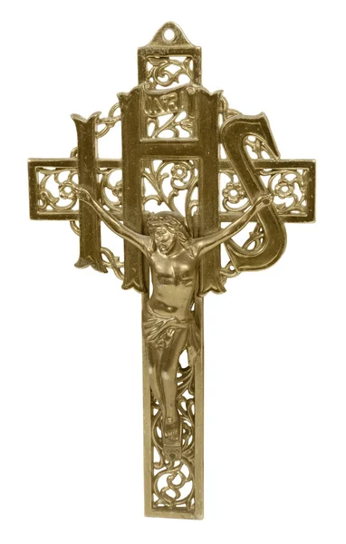 Gouden kruisbeeld rechtdoor — Stockfoto
