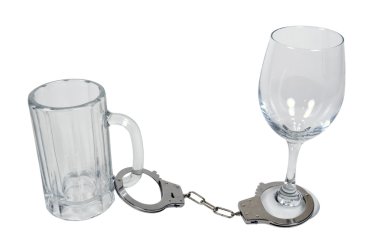 Handcuffs on Beer Mug and Wine Glass clipart