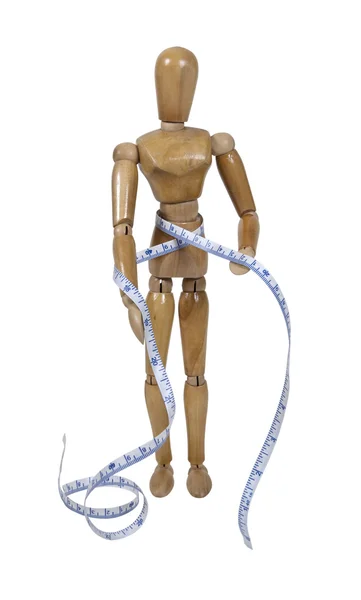 Modelo Segurando fita de medição em torno da cintura — Fotografia de Stock