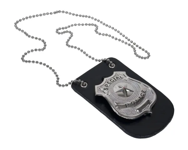 Badge de police sur porte-cuir — Photo