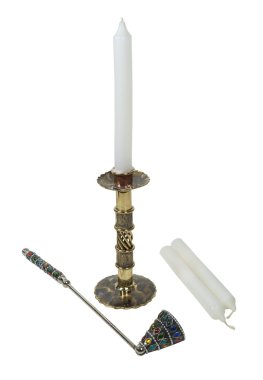 Candle Stick with Gemmed Snuffer clipart
