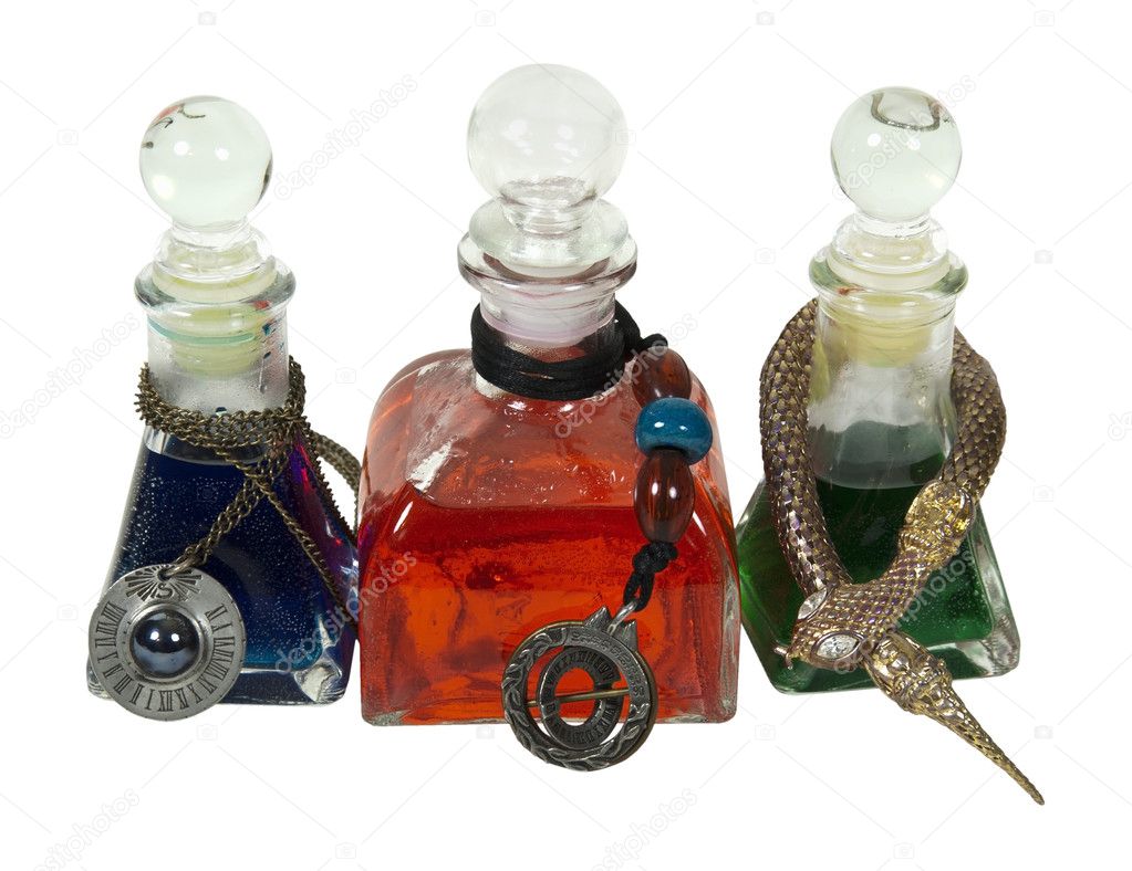 Colorful Potion Bottles With Charms