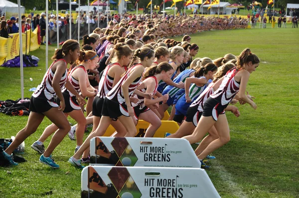 Minnesota střední škole dívky začít invitational běžecké roy griak — Stock fotografie