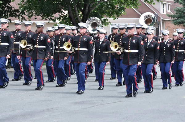 stock image The USMC Marine Forces Reserve Band Marching in a Parade