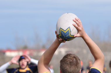 A Lineout in a Women's College Rugby Match clipart