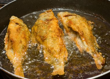 Fish frying clipart