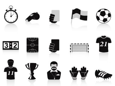 Black football icons set clipart