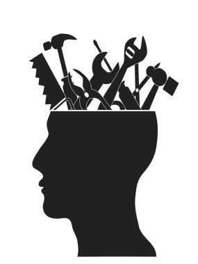 Hand tools in head clipart