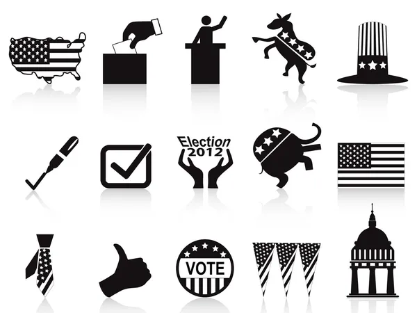 Black election icons set Stock Vector
