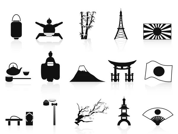 Conjunto de iconos japoneses negros — Vector de stock