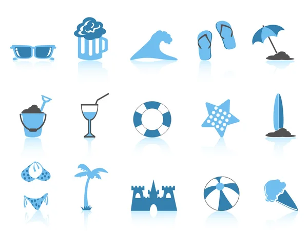 Semplice icona spiaggia serie blu — Vettoriale Stock