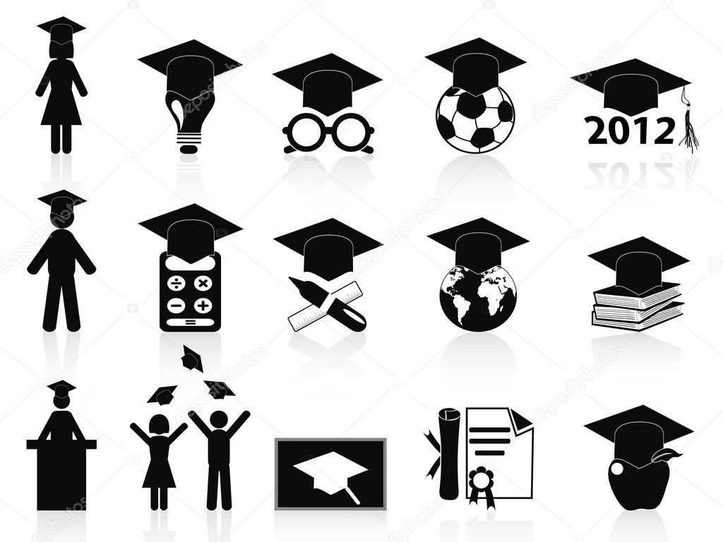 Black Graduation icons set