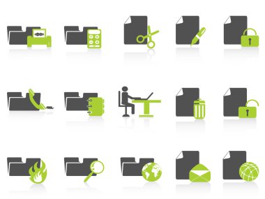 Folder and document icons green series clipart