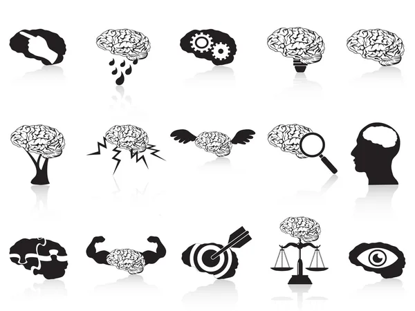 Gehirn konzeptionelle Symbole gesetzt — Stockvektor