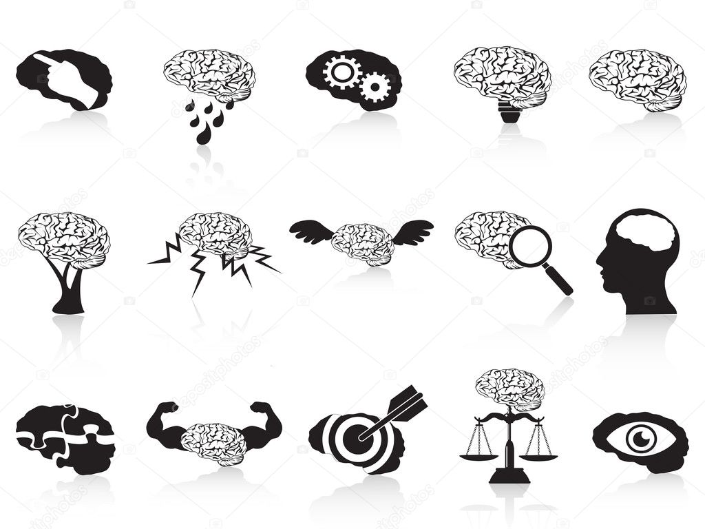 Brain conceptual icons set
