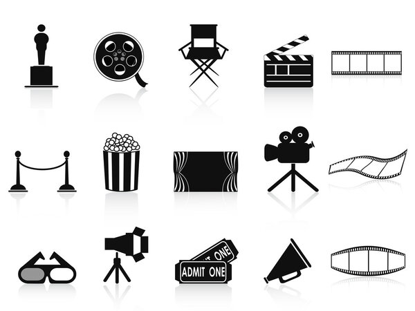 Black movies icons set