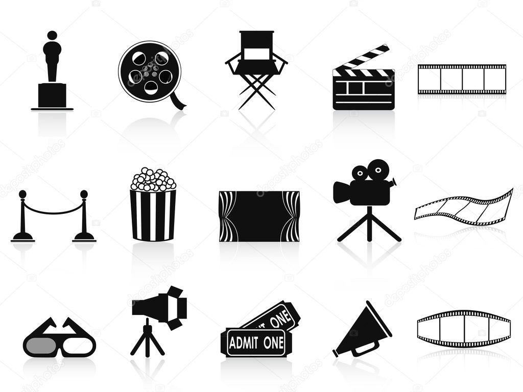 Black movies icons set