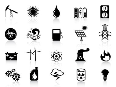 Black energy icons set clipart