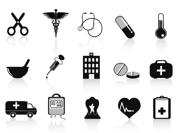 Ensemble d'icônes médicales noires — Image vectorielle