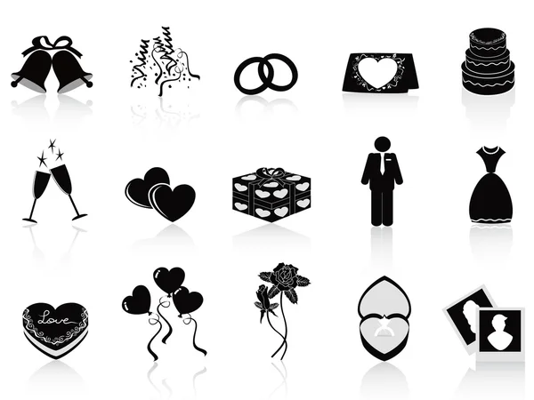 Zwarte bruiloft icons set — Stockvector