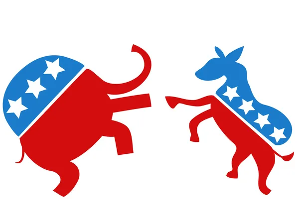 Volby stíhací, demokrat vs republikán — Stockový vektor