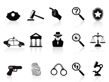 Law and crime icons set clipart