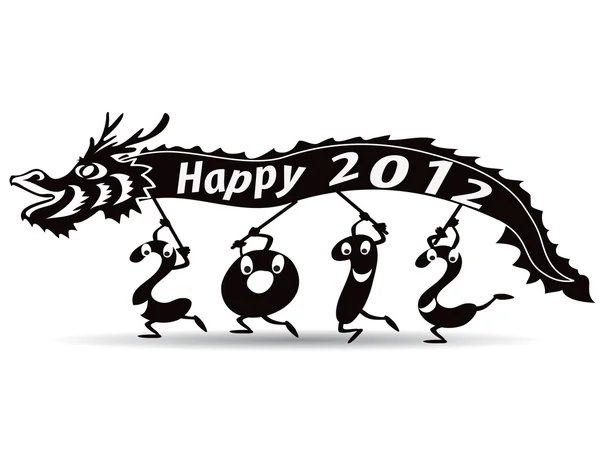 Ευτυχισμένο το νέο έτος 2012, το έτος του Δράκου — Διανυσματικό Αρχείο
