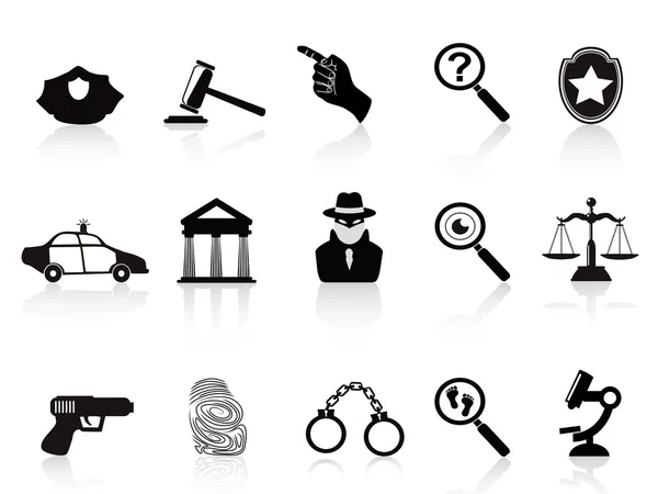 Conjunto de iconos de la ley y el crimen — Vector de stock
