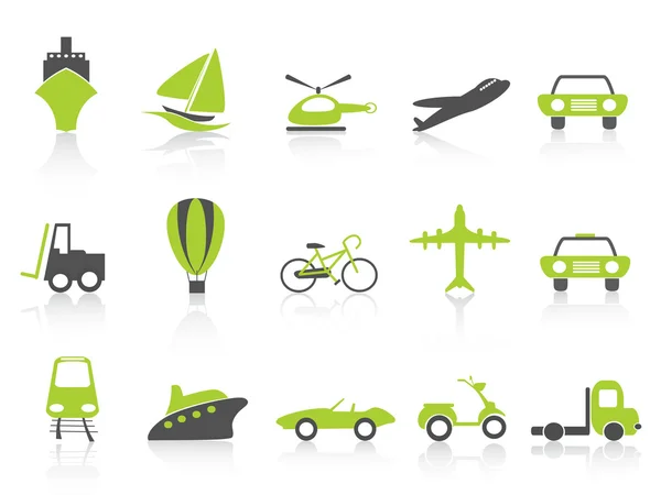 Iconos de transporte naturaleza serie verde — Vector de stock